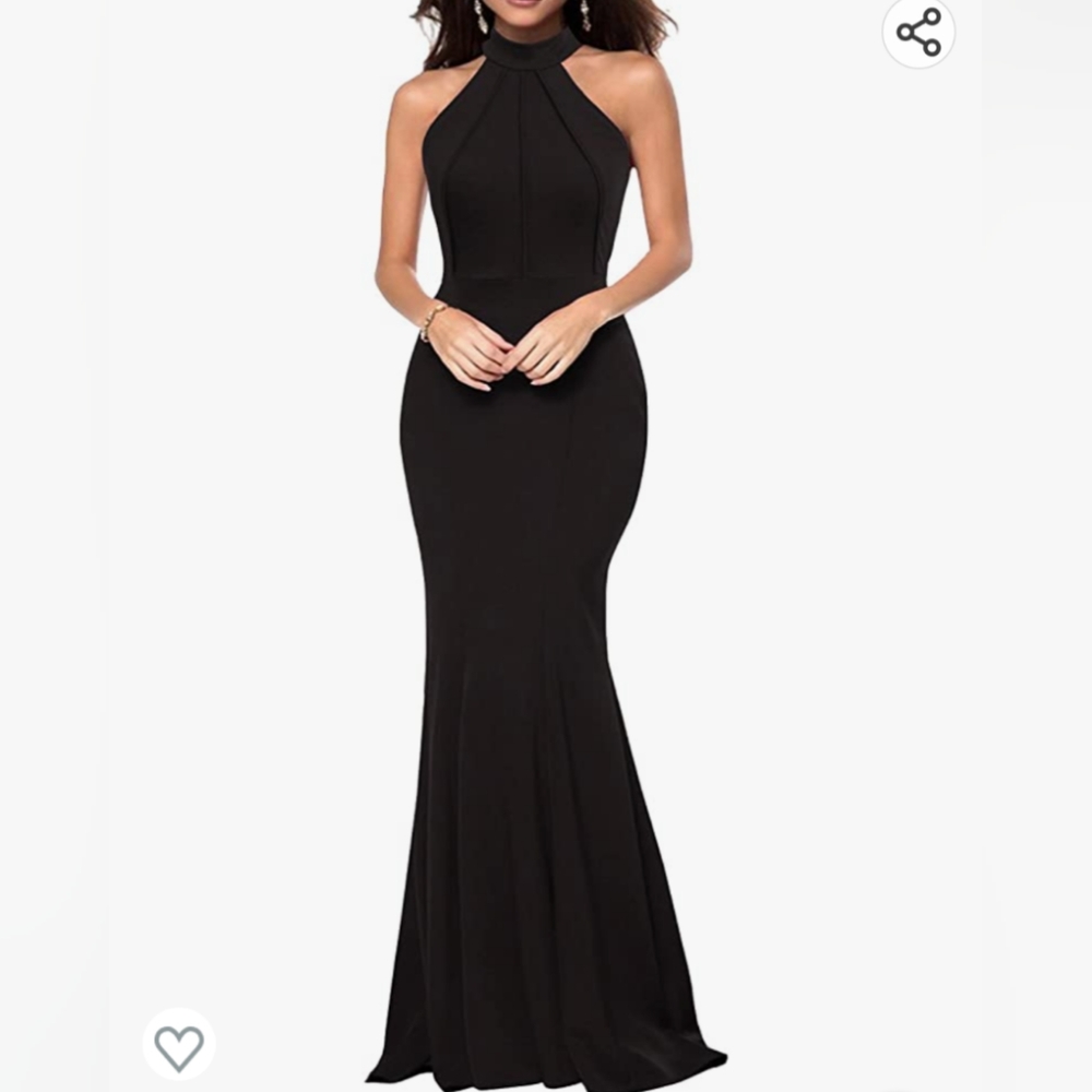Elegant chic halter neck black evening gown - NWT